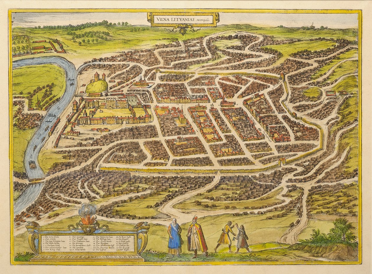 Vilnius fra verdens første teater af Georg Braun, 1580