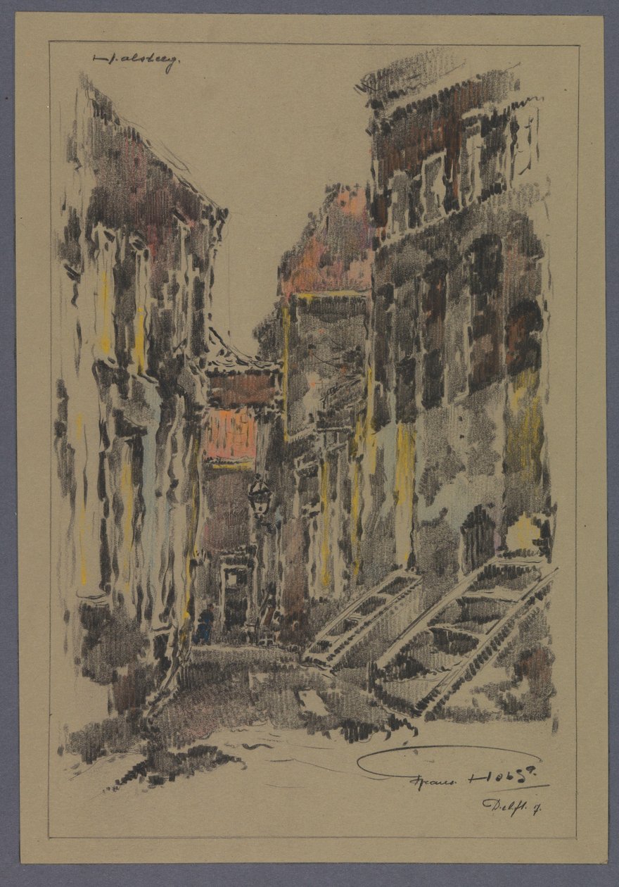Halsteeg i Delft af Frans Holst (signed by artist)