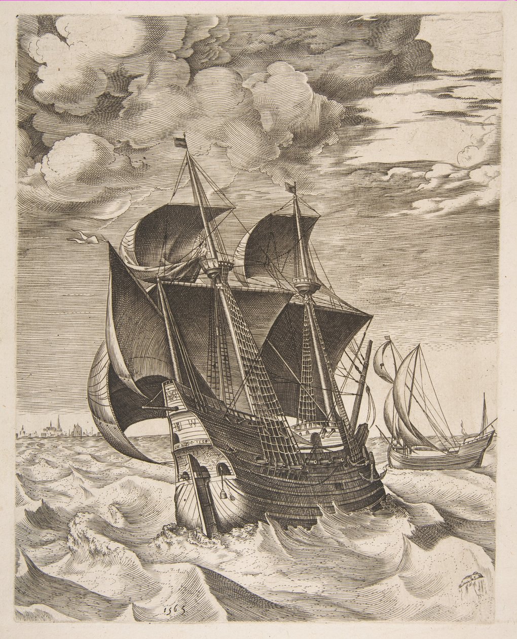 En hollandsk Hulk og en Boeier fra The Sailing Vessels, 1565 af Frans Huys