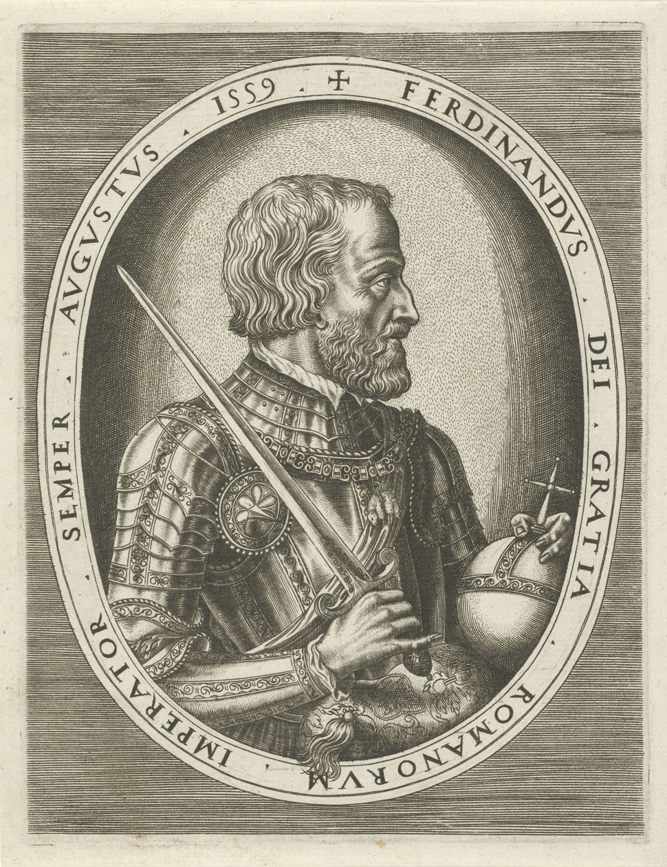 Portræt af Ferdinand I af Habsburg, tysk kejser Portrætter af konger, dronninger, prinser og prinsesser (serietitel) af Frans Huys