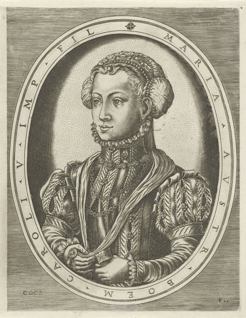 Portræt af dronning Mary af Bøhmen Portrætter af konger, dronninger, prinser og prinsesser (serietitel) af Frans Huys