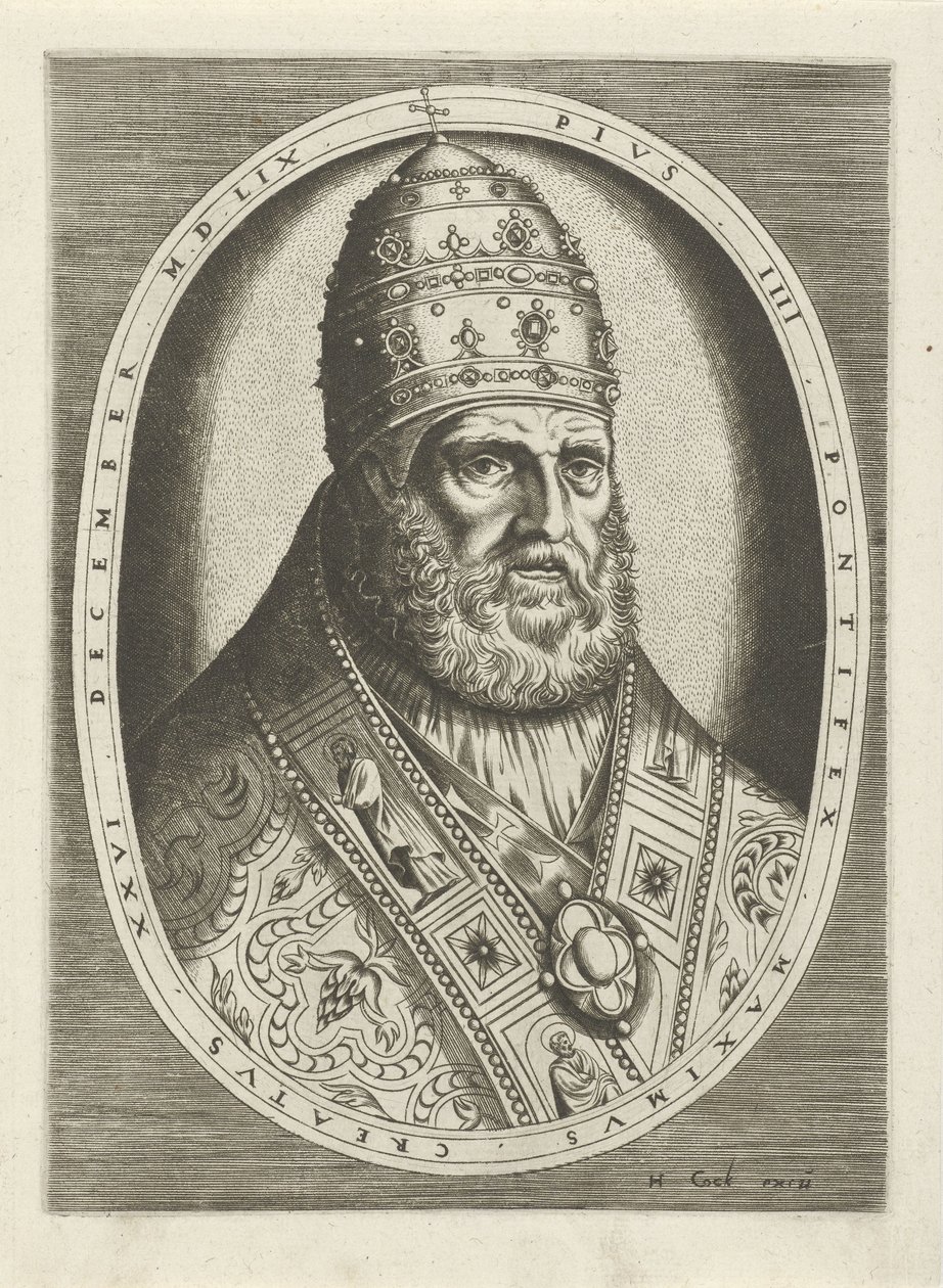 Portræt af pave Pius IV Portrætter af konger, dronninger, prinser og prinsesser (serietitel) af Frans Huys