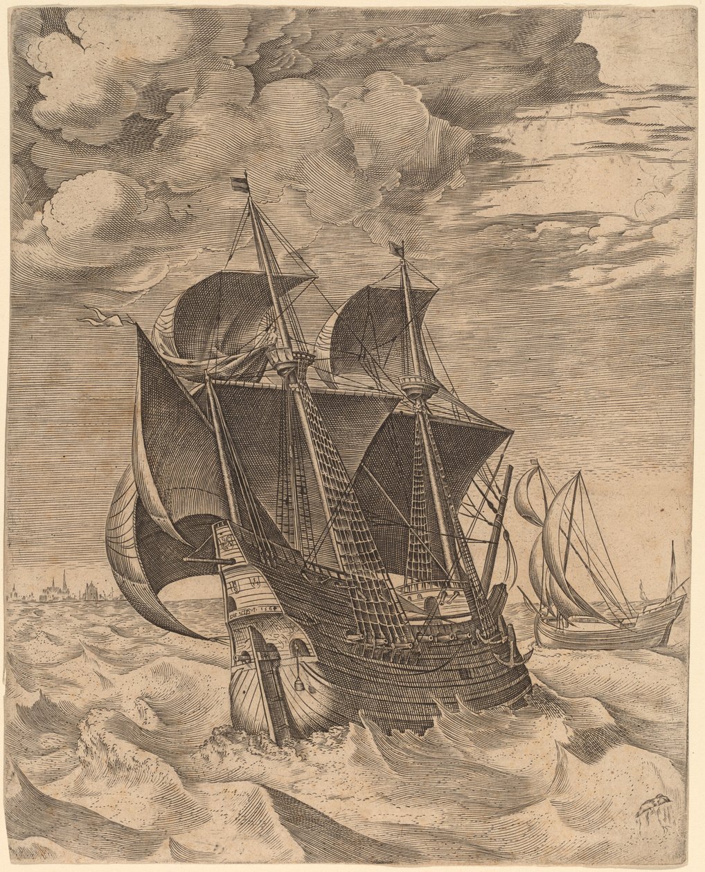 Den hollandske Hulk og Boeier af Frans Huys after Pieter Bruegel the Elder