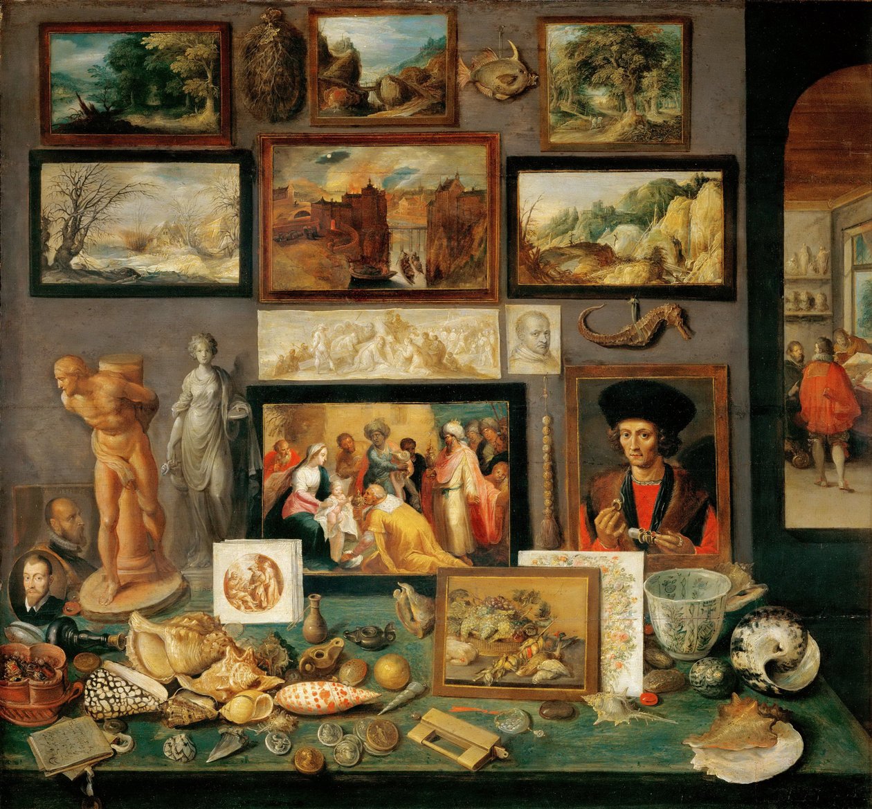 Le cabinet de curiosites - Samlerkabinettet (kuriositeternes kabinetter) - Frans Francken, den yngre (1581-1642). Olie på træ, ca 1620-1625. Mål: 74x78 cm. Kunsthistorisk museum, Vienne af Frans II Francken