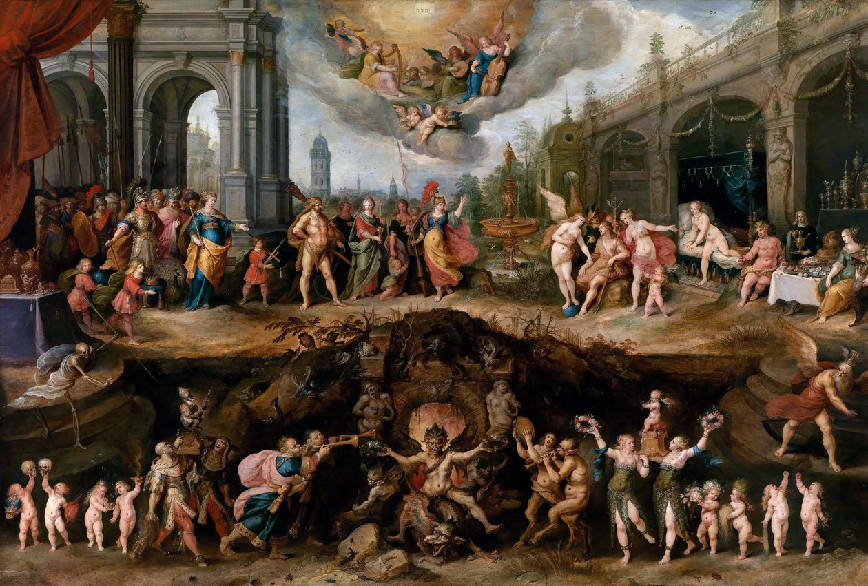 Mennesket skal vælge mellem dyder og laster af Frans II Francken