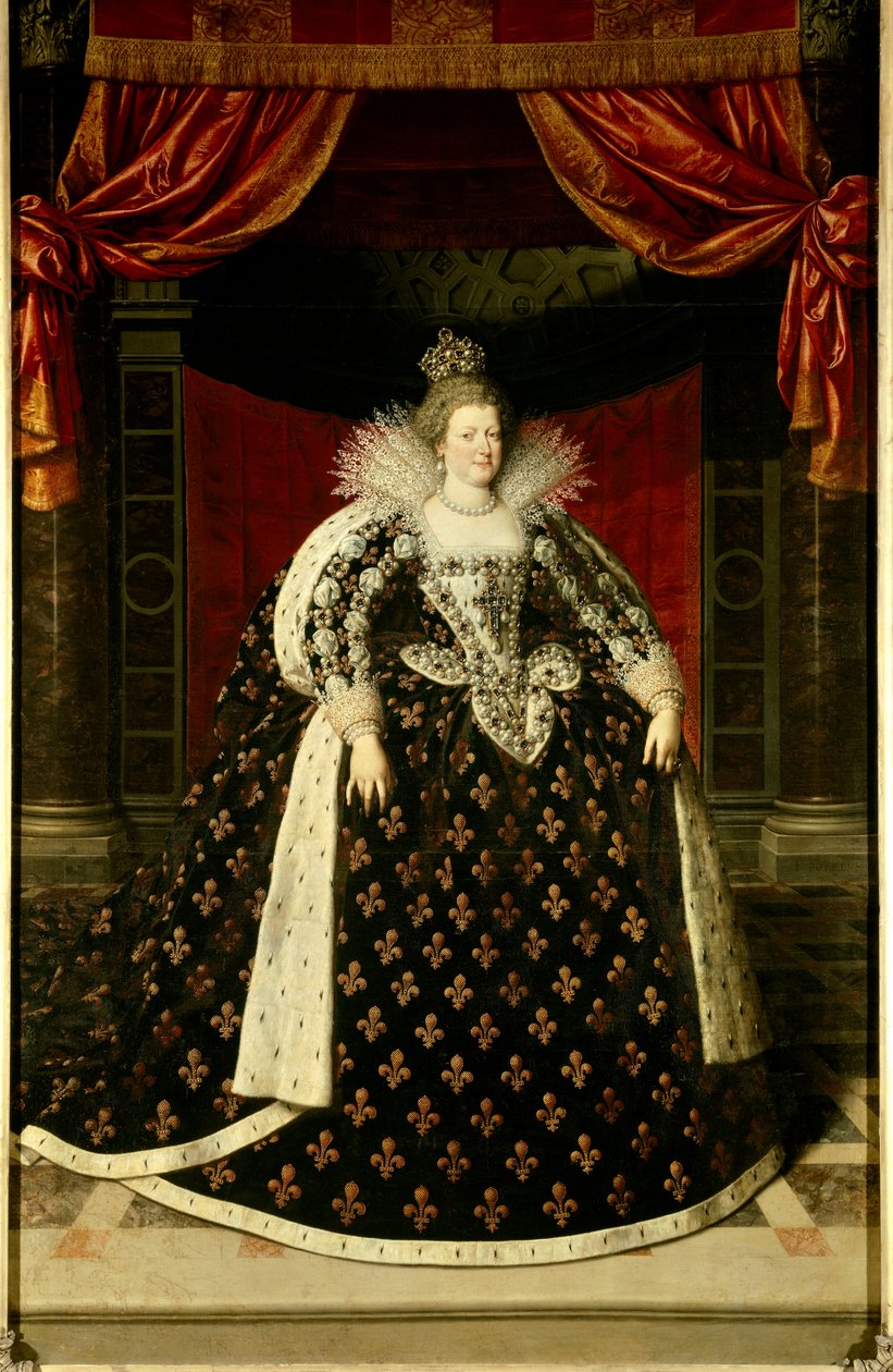 Fuld længde portræt af Marie de Medici (1573-1642) dronning af Frankrig Maleri af Frans Pourbus Le Jeune (Francois (Franz) Porbus af Frans II Pourbus