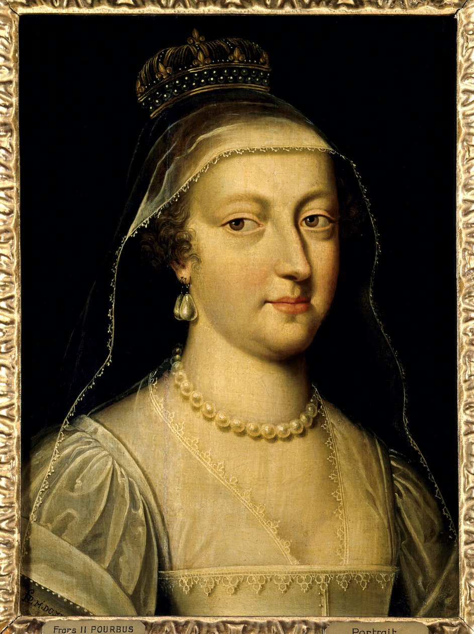 Portræt af Anne af Østrig (1601-1666), dronning af Frankrig. Maleri af Frans Pourbus Le Jeune (Francois (Franz) Porbus af Frans II Pourbus