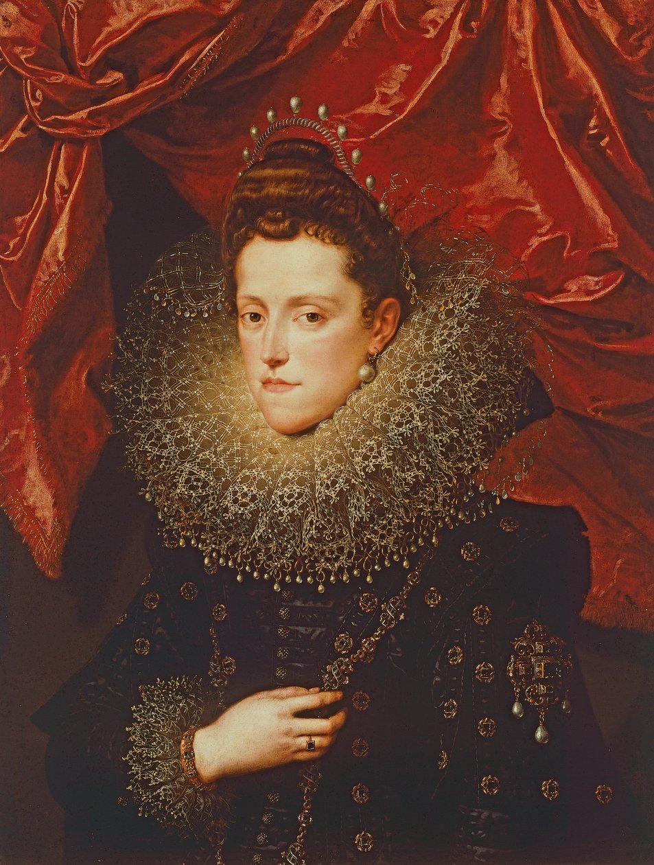 Portræt af Eleonora de Medici, hertuginde af Mantua (olie på lærred) af Frans II Pourbus