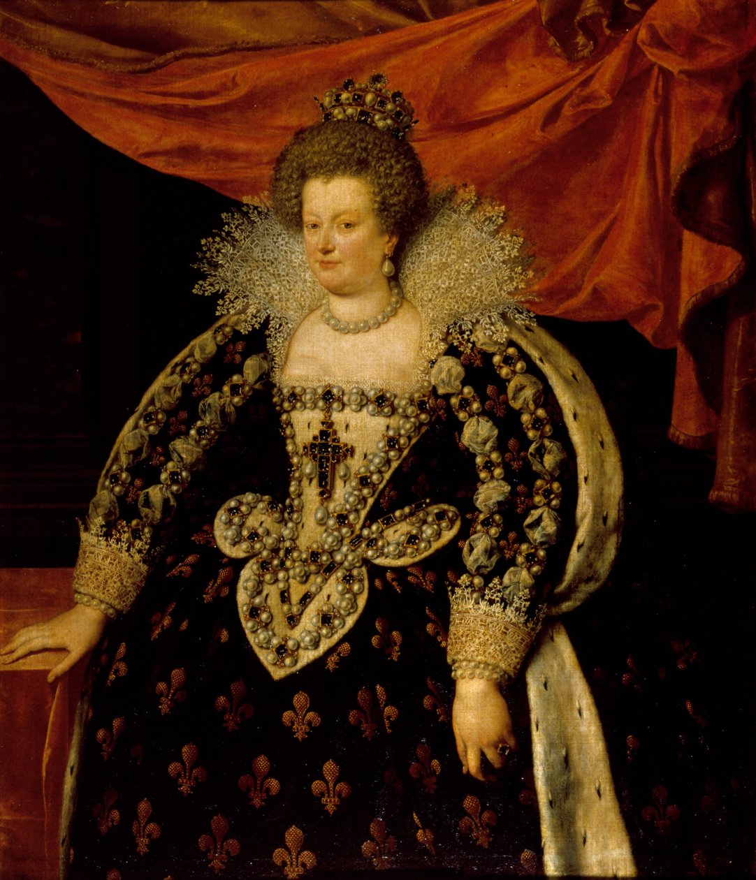 Portræt af Marie de Medici (1573 - 1642) af Frans Pourbus Le Jeune (Francois (Franz) Porbus af Frans II Pourbus
