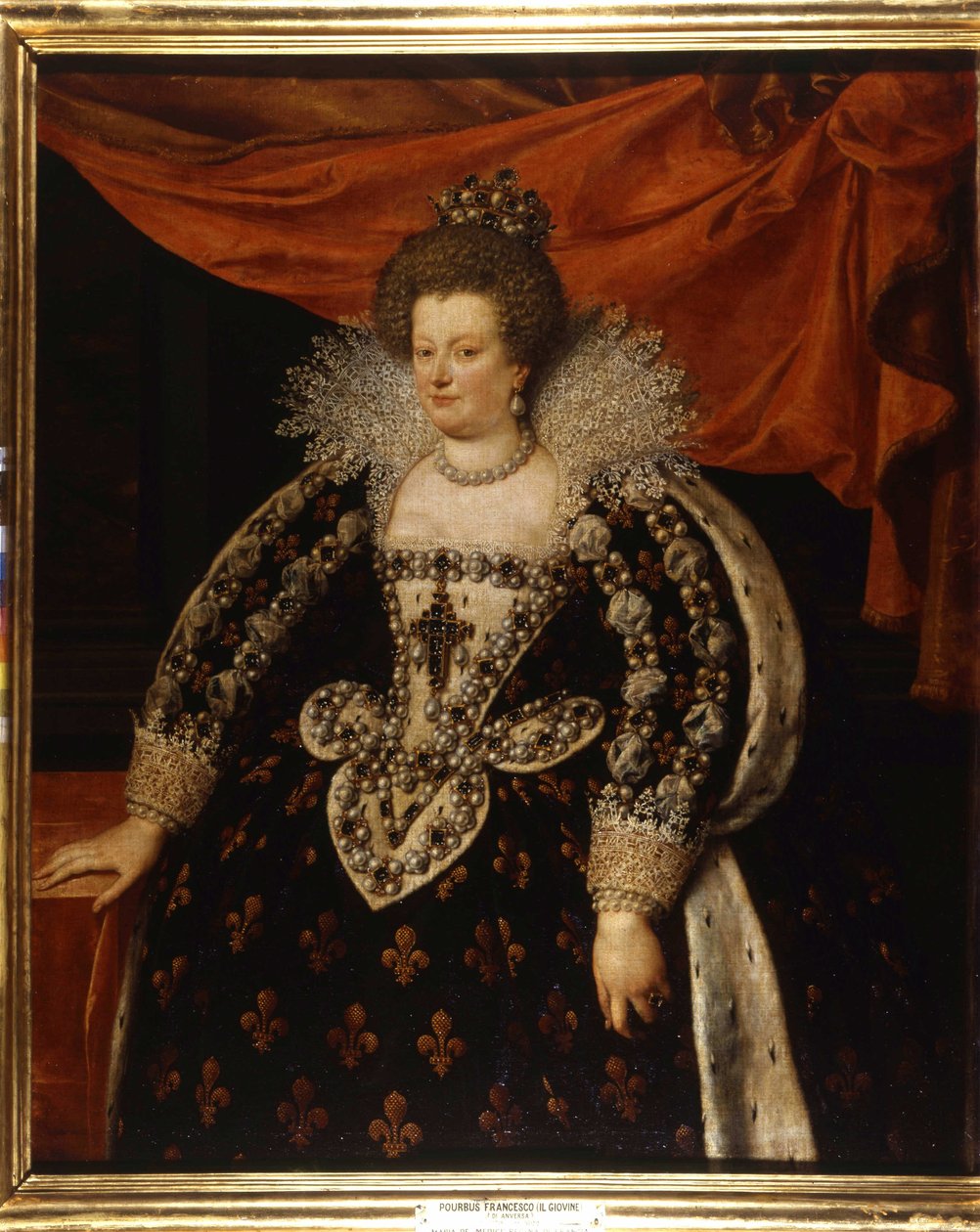 Portræt af Maria af Medici (1573 - 1642), hustru til Henrik IV og mor til Ludvig XIII. Maleri af Frans Pourbus Le Jeune (Francois (Franz) Porbus af Frans II Pourbus