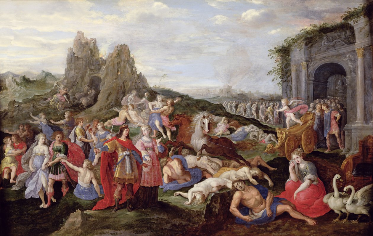 The Slaves and the Furies of Love (olie på panel) af Frans II the Younger (after) Francken