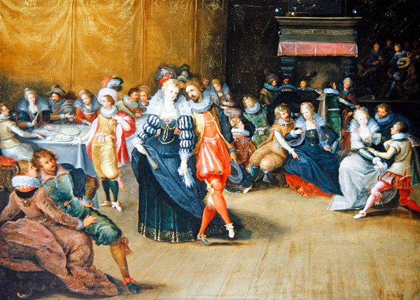 En festscene (olie- og guldforhøjning på panelet) af Frans II the Younger (attr. to) Francken