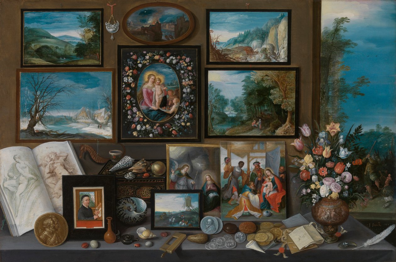 En samling (olie på panel) af Frans II the Younger Francken