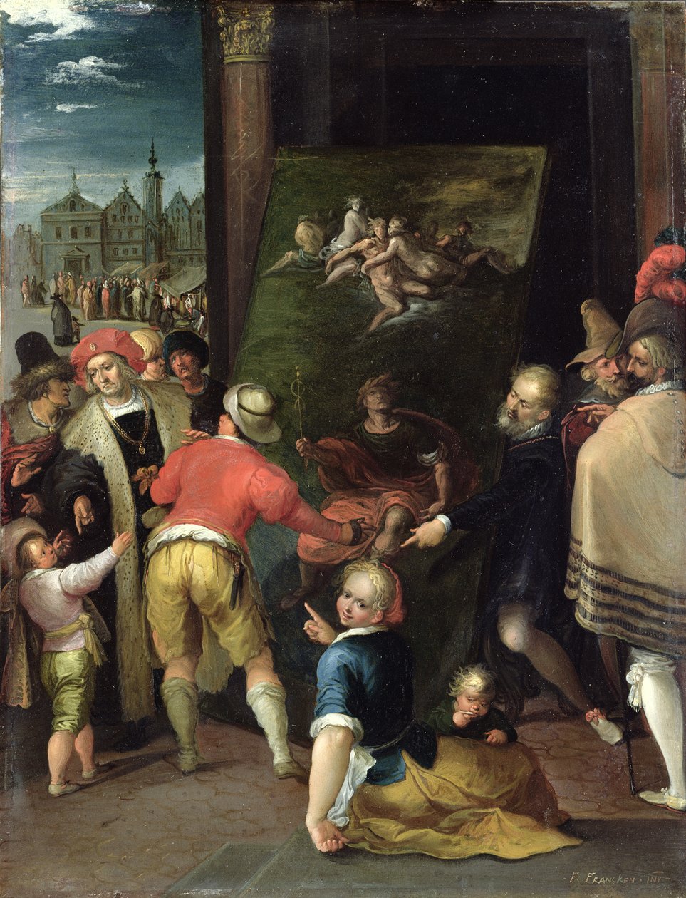 Apelles og skomageren, 1610-15 (olie på kobber) af Frans II the Younger Francken