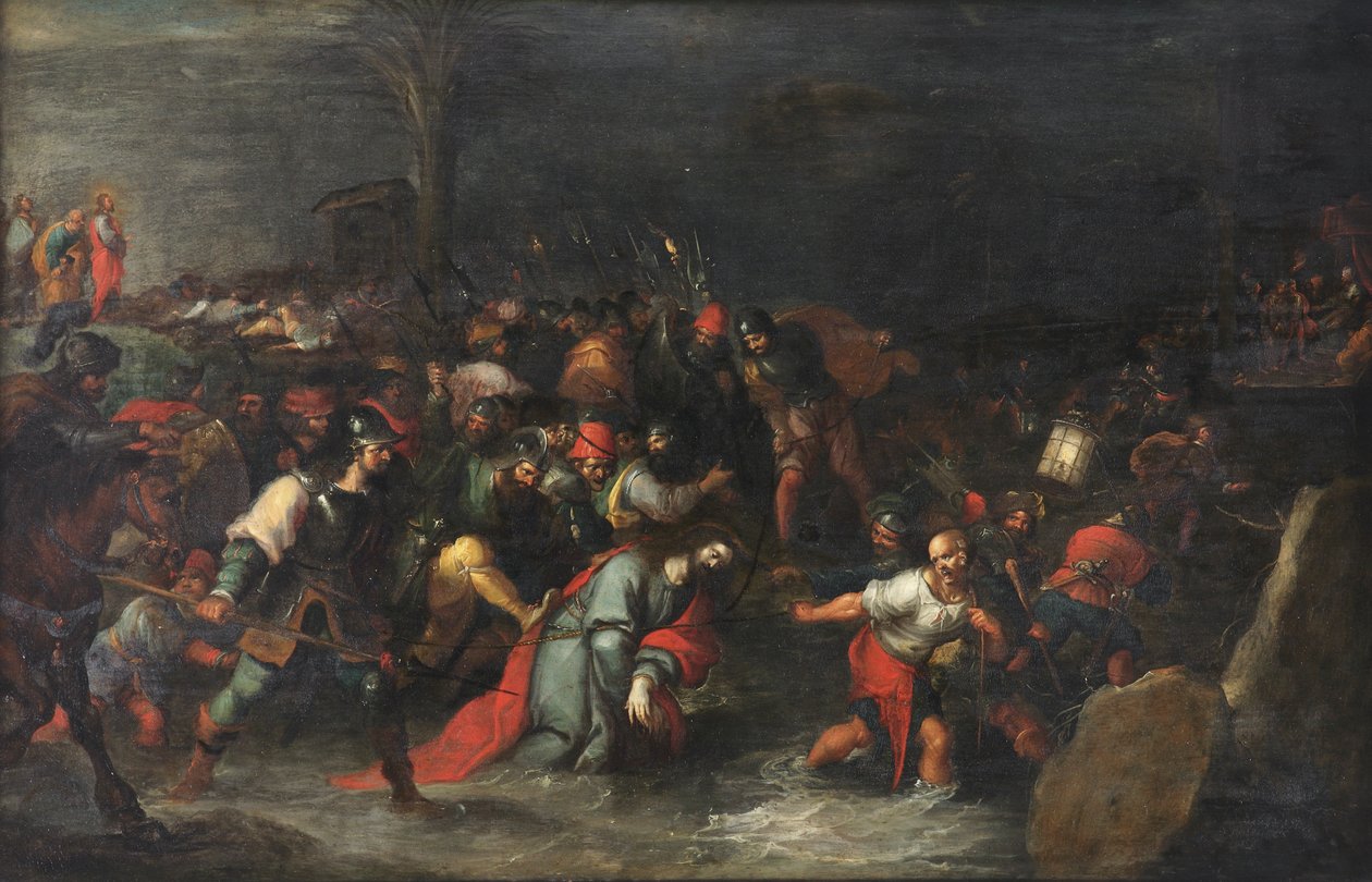 Kristus bliver slæbt gennem bækken Cedron efter hans arrestation af Frans II the Younger Francken
