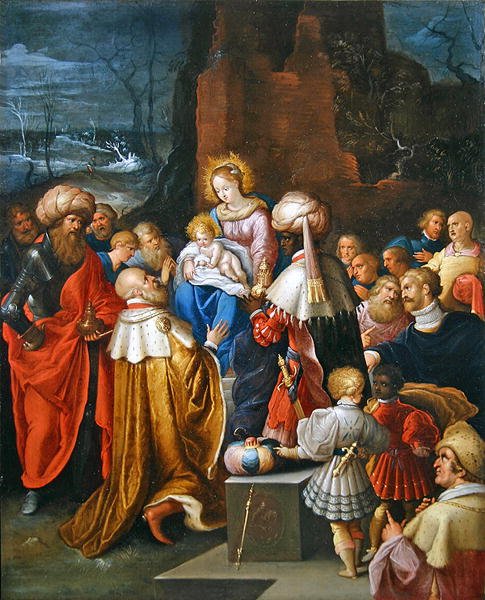 Tilbedelsen af de tre konger (olie på kobber) af Frans II the Younger Francken