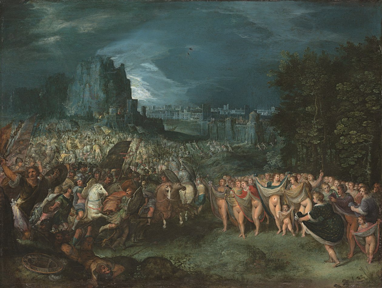 De persiske kvinders tapperhed (olie på kobber) af Frans II the Younger Francken