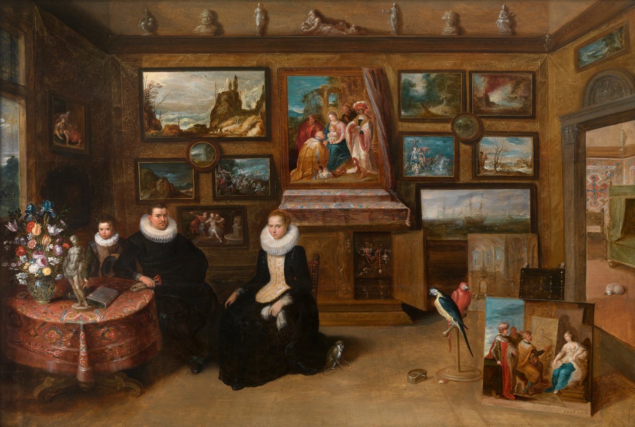 Samlingen af malerier af Sebastian Leerse, ca. 1610 (olie på panel) af Frans II the Younger Francken