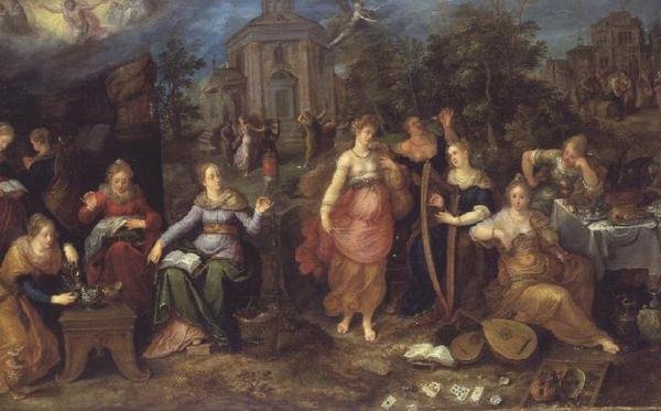 Lignelsen om de vise og tåbelige jomfruer af Frans II the Younger Francken