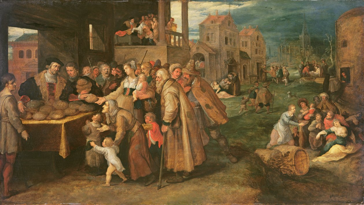 The Seven Works of Mercy, n. 1606-1616 (öljy paneelille) af Frans II the Younger Francken