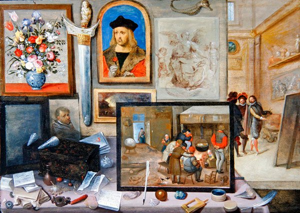 Det indre af en kunstners studie (olie på panel) af Frans II the Younger and workshop Francken