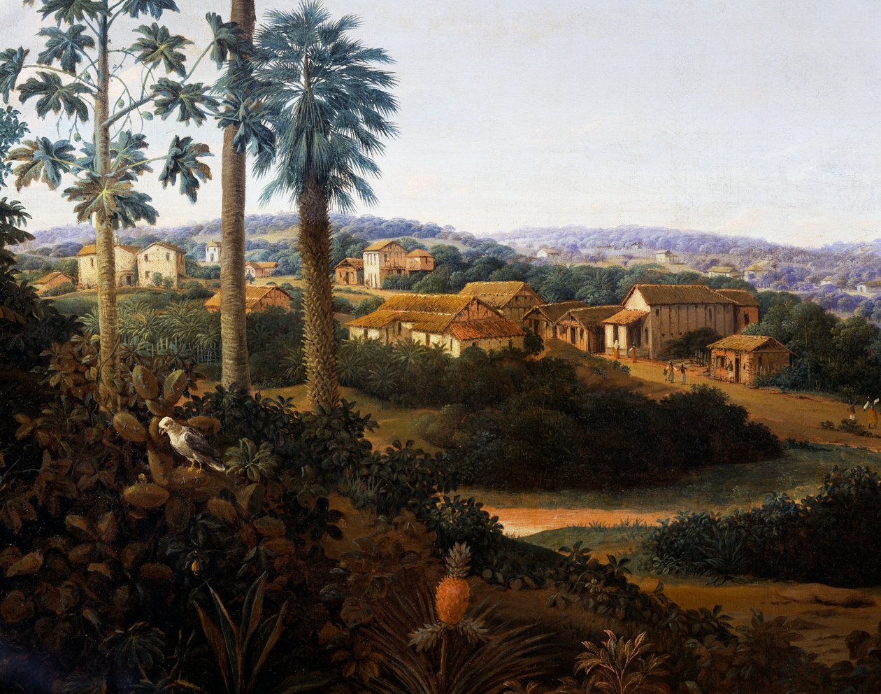 Serinhaem landsby i Brasilien eller hjemmet til en sukkerrørsplanter i Brasilien (olie på lærred) af Frans Post