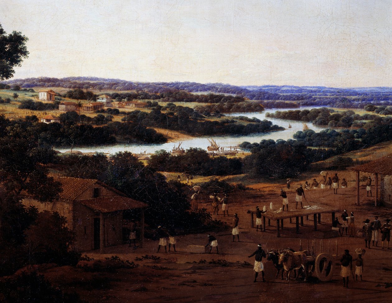 Udsigt over Engenho Real i Brasilien, detaljer af Frans Post