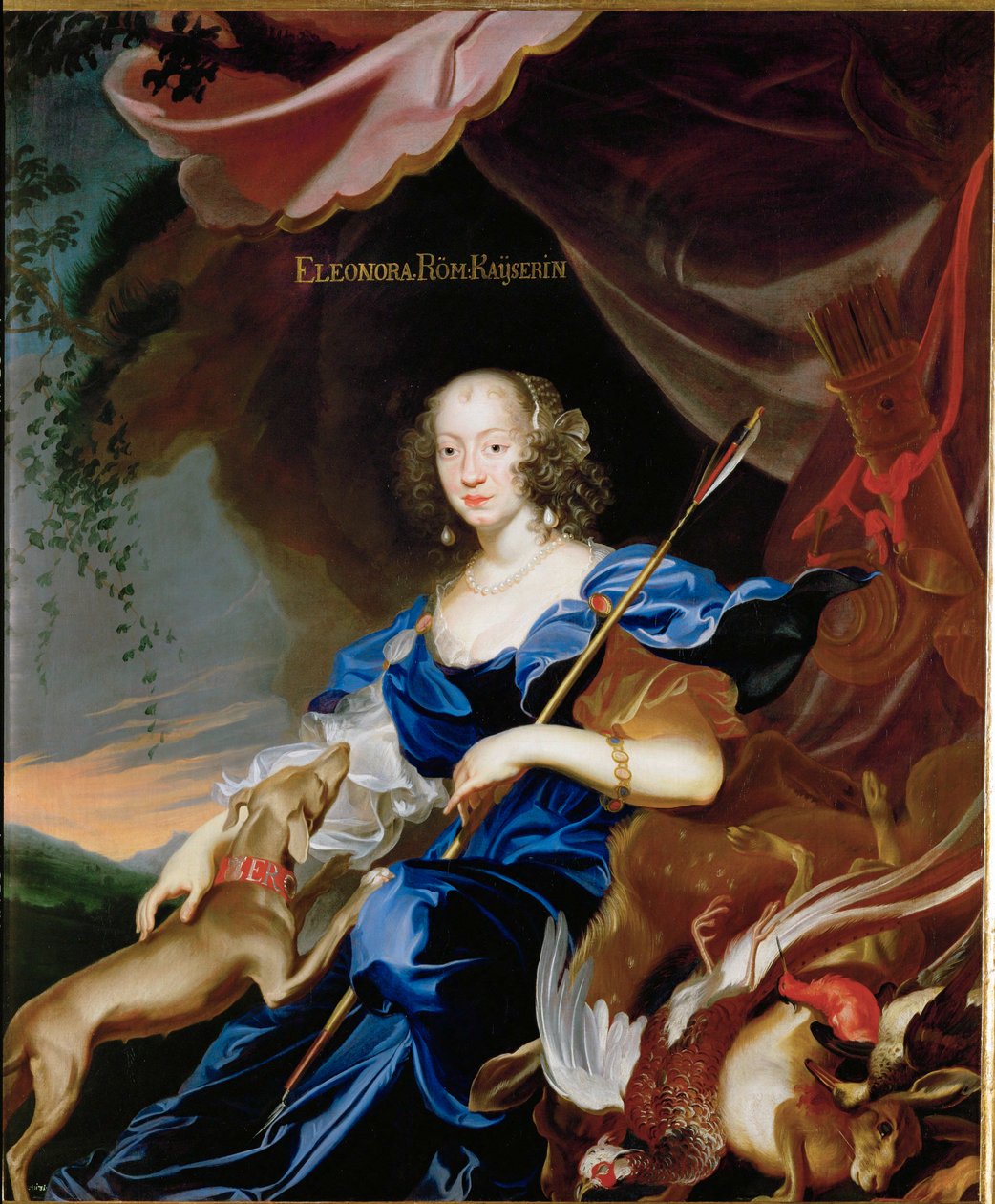Eleonora Gonzaga, datter af Carlo Gonzaga, greve af Rethel, hustru til kejser Ferdinand III, portrætteret som Diana ... (olie på lærred) af Frans Luycx