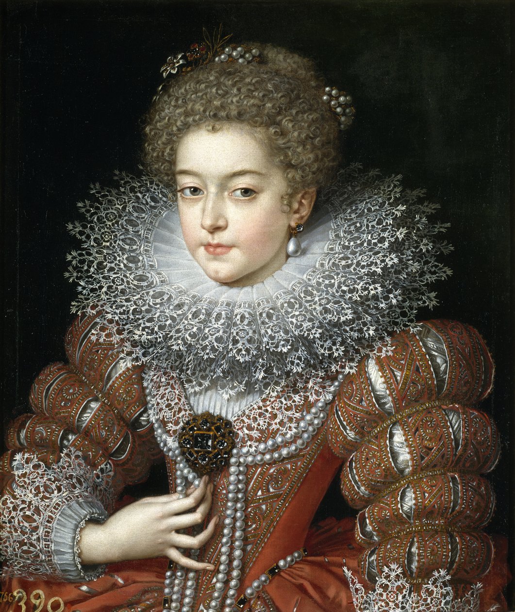 Portræt af dronning Elisabeth af Frankrig 1602-1644, dronning gemal af Spanien af Frans Pourbus the Younger