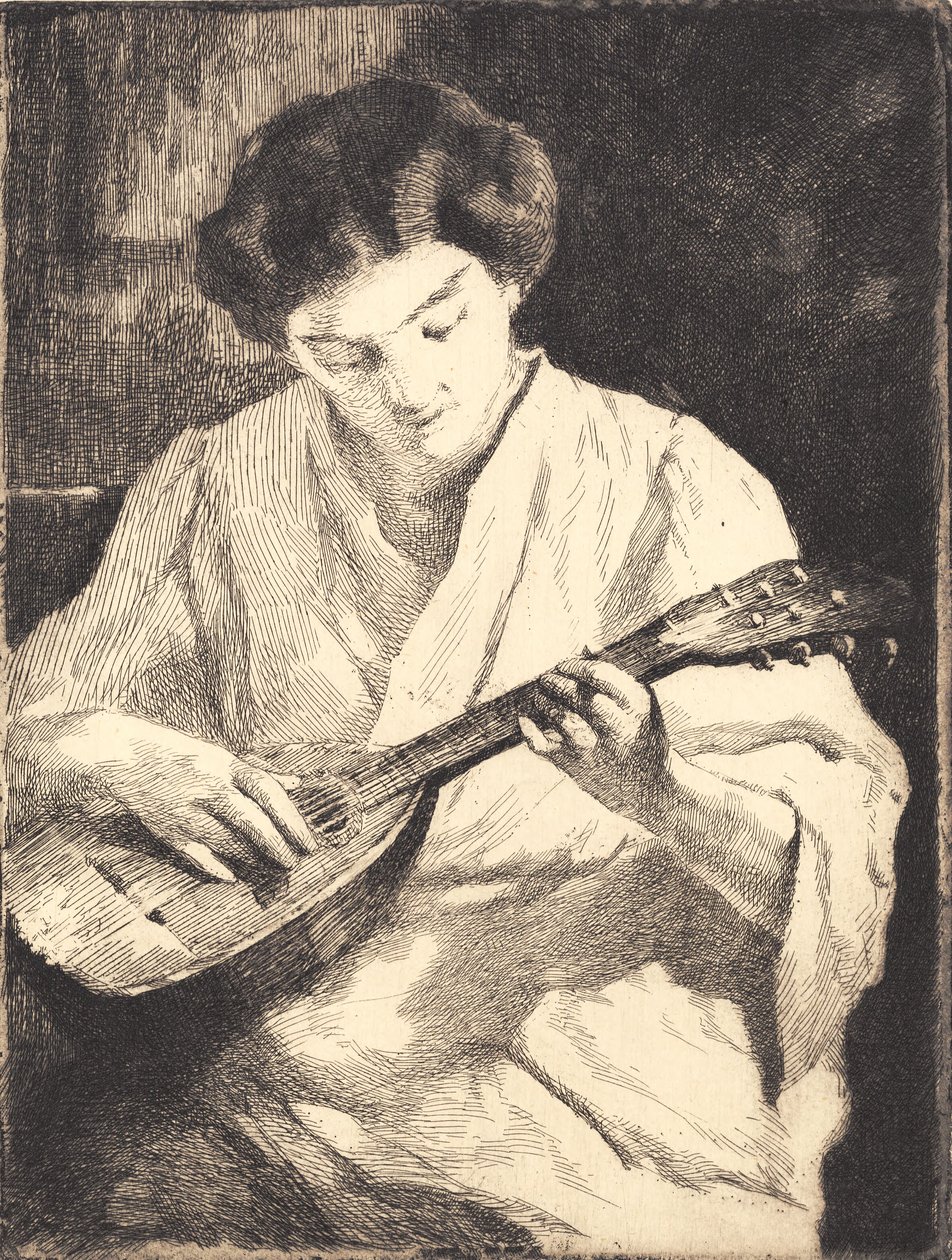 Mandolinspillende dame af Frans Schwartz
