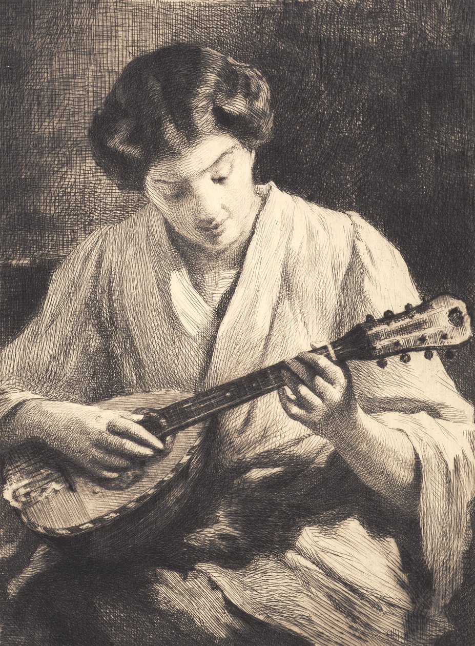 Mandolinspillende dame af Frans Schwartz