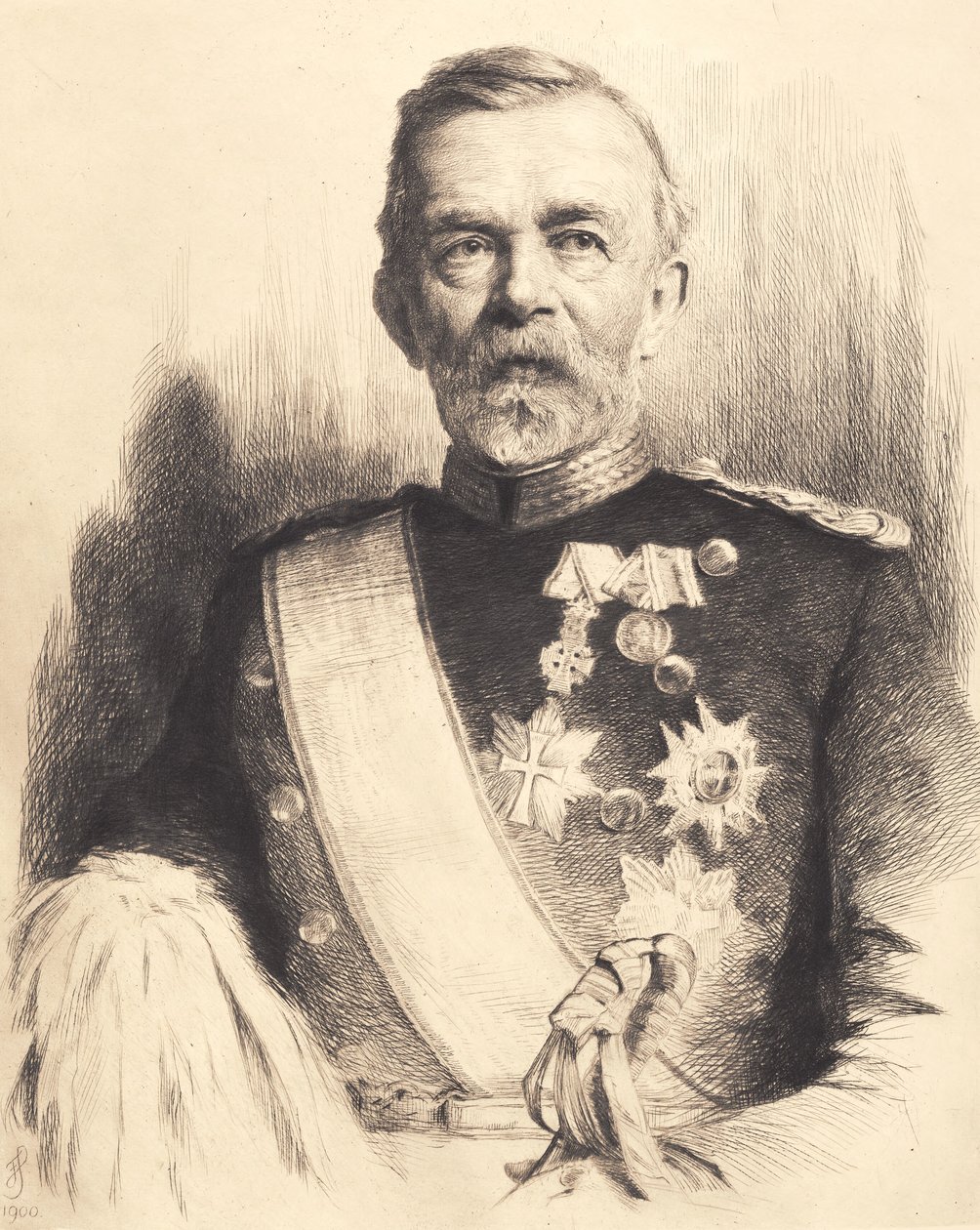 Portræt af Generalmajor L. Koefoed af Frans Schwartz
