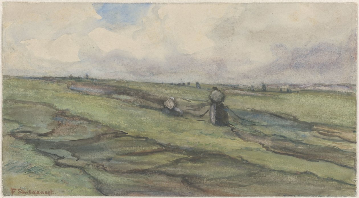 Fiskerkvinder reparerer fiskenet af Frans Alexander Evert Lodewijk Smissaert