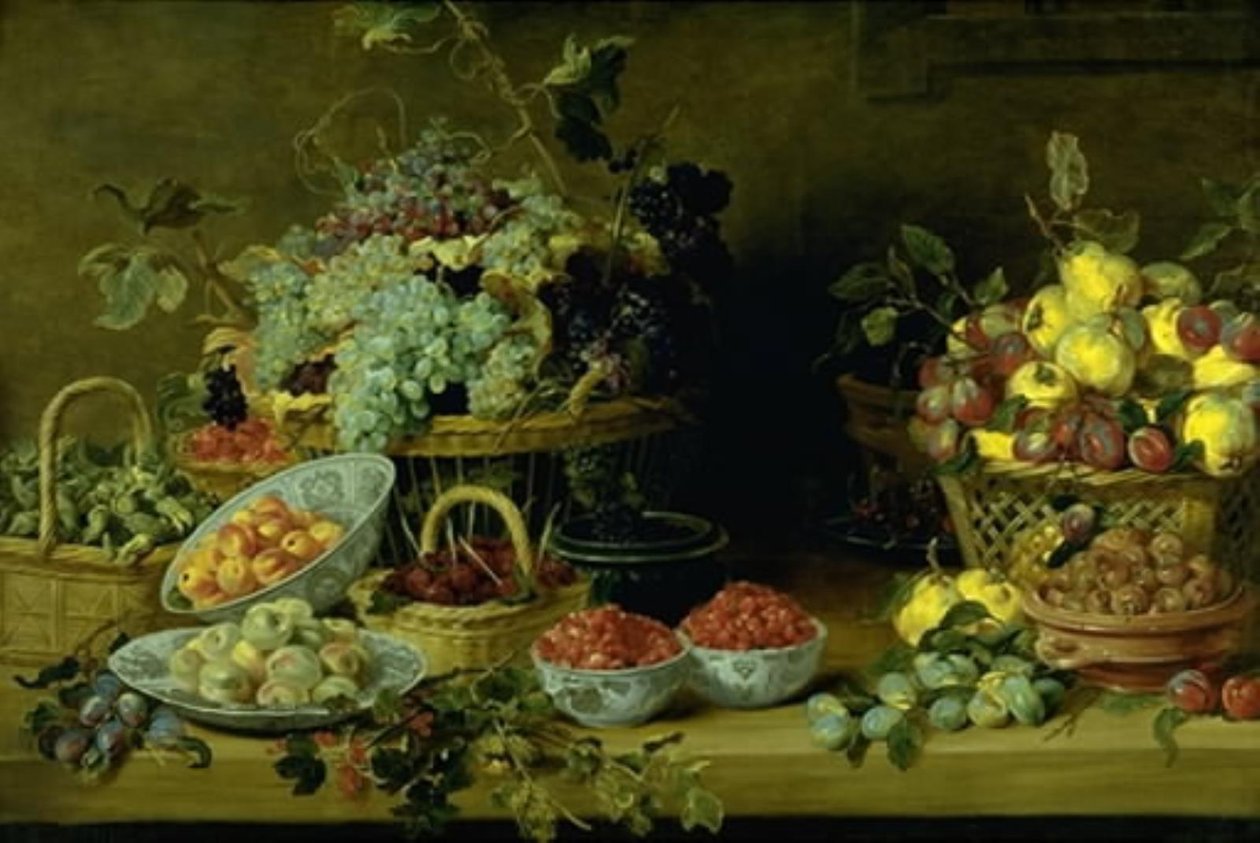 Stilleben med frugt på et bord af Frans Snijders