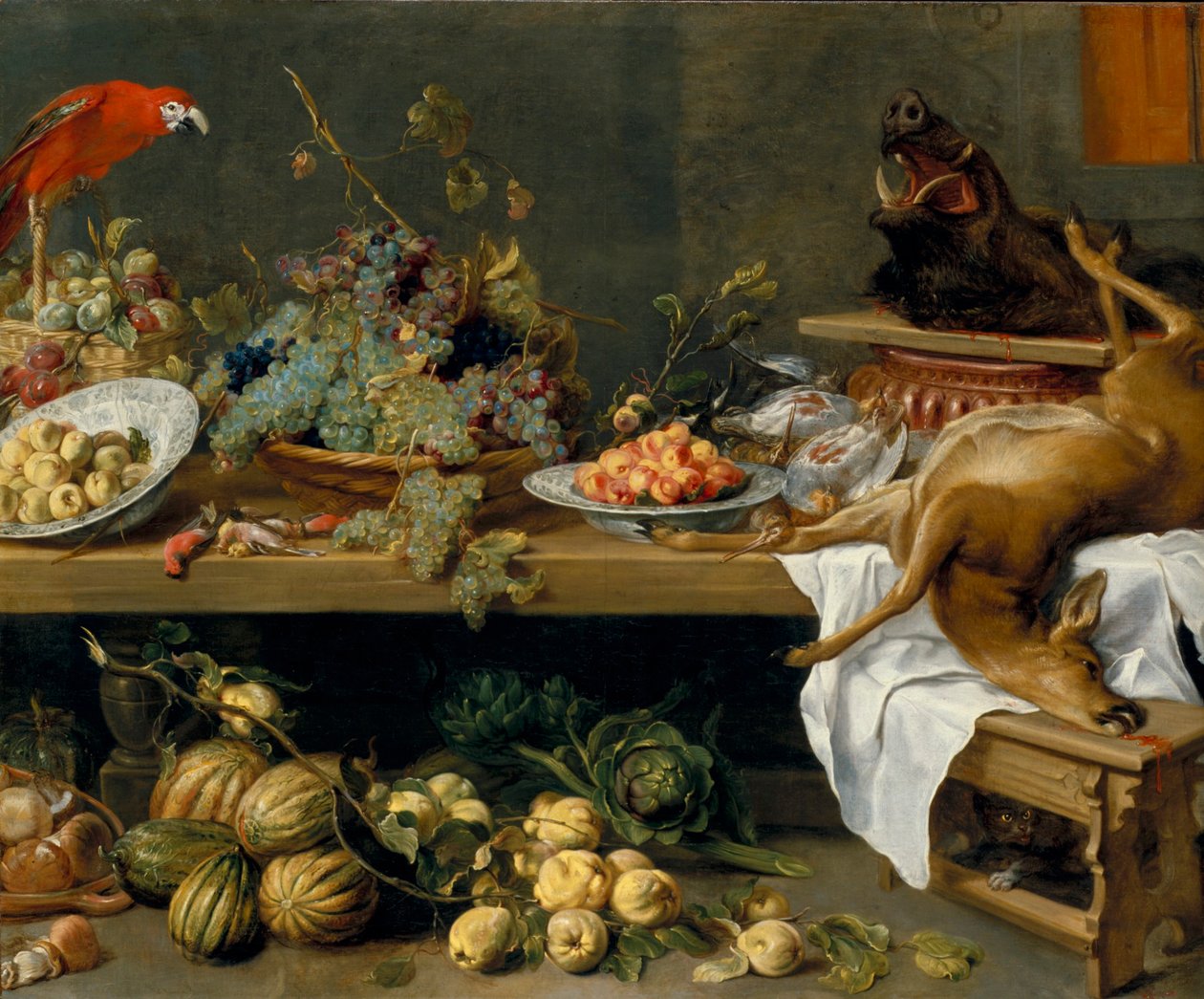 Stilleben med frugt, grøntsager og dødt vildt af Frans Snyders