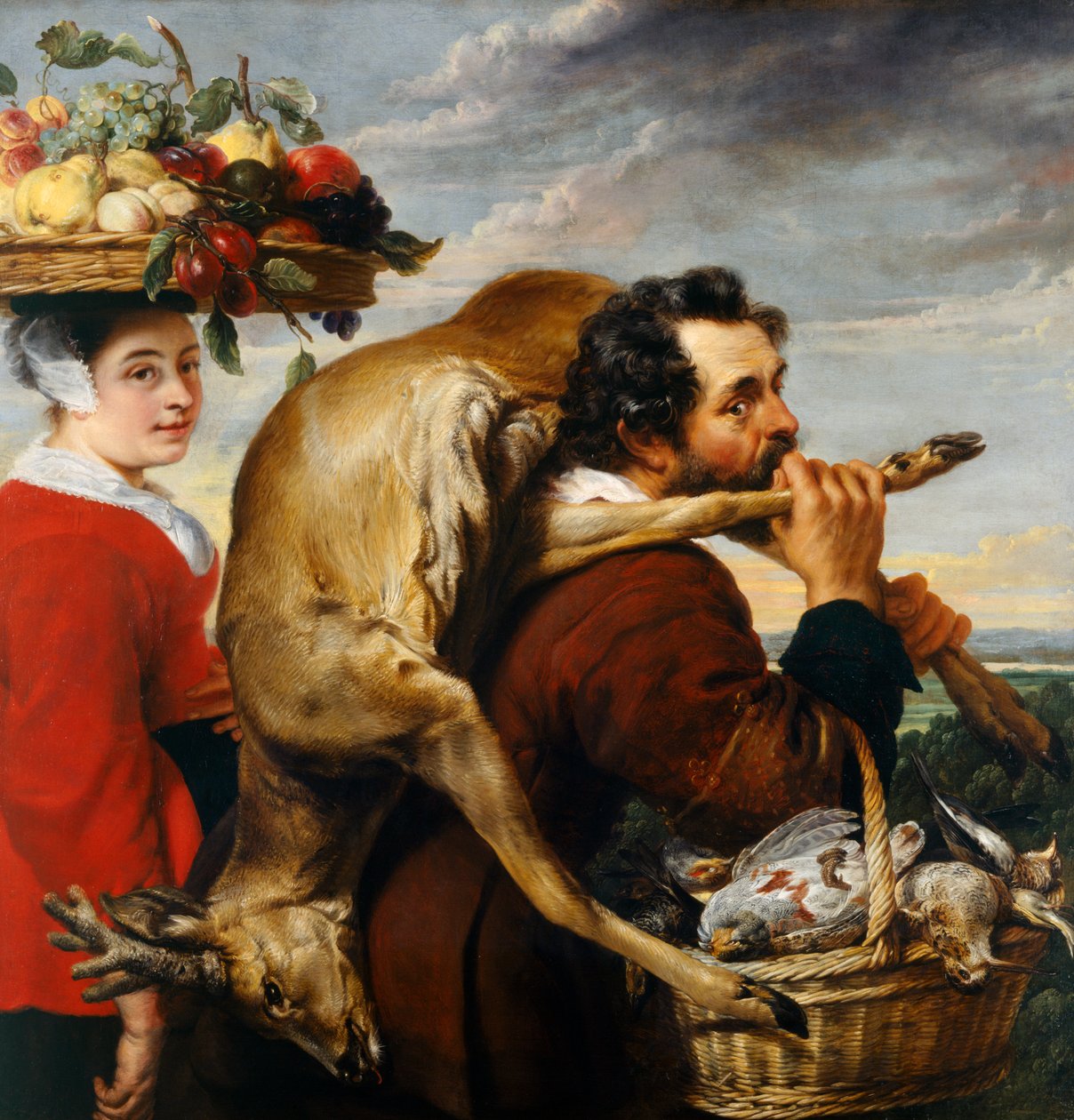 Figurer med frugt og vildt (olie på lærred) af Frans Snyders or Snijders