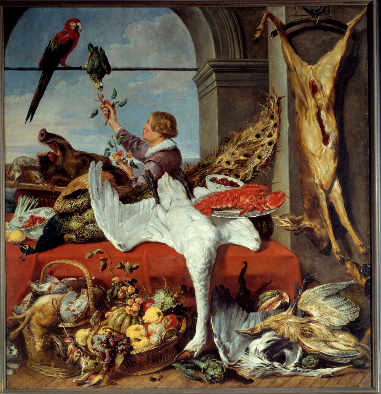 Indretning af kontorer Stilleben af vildt, vegles. maleri af Franz Snyders (1579-1657) 1600-tallet søn. 2,26x2,36 m Caen, Musee des Beaux Arts af Frans Snyders or Snijders