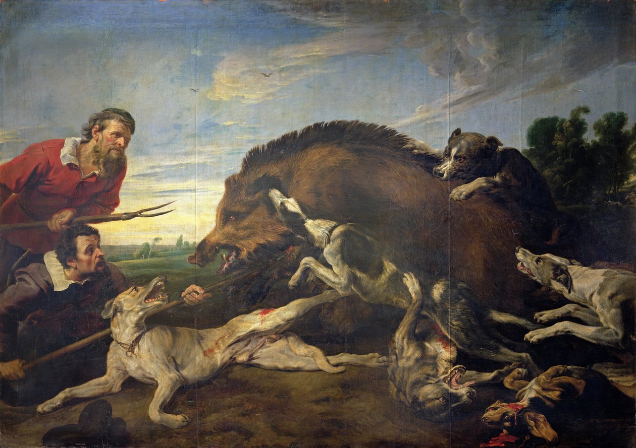 Vildsvinejagt, ca. 1640 af Frans Snyders or Snijders