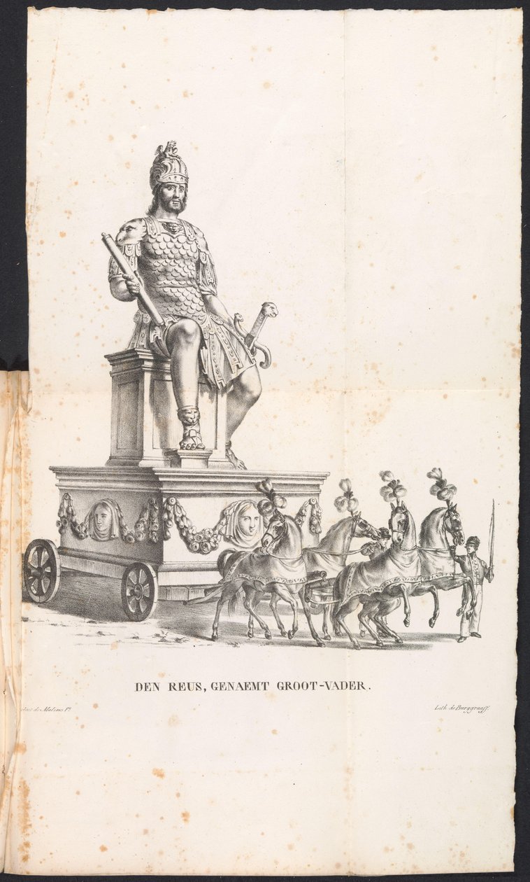 Kæmpefarfar i processionen for Saint Rumbold, 1825 Den Reuse, kaldet bedstefar (titel på objekt) af Frans Vervloet