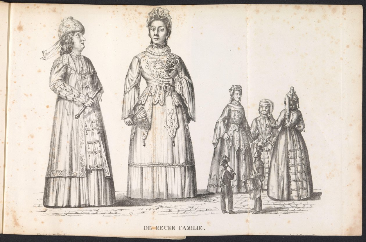 Kæmpefigurer i processionen til Saint Rumbold, 1825 Genbrugsfamilien (titel på objekt) af Frans Vervloet