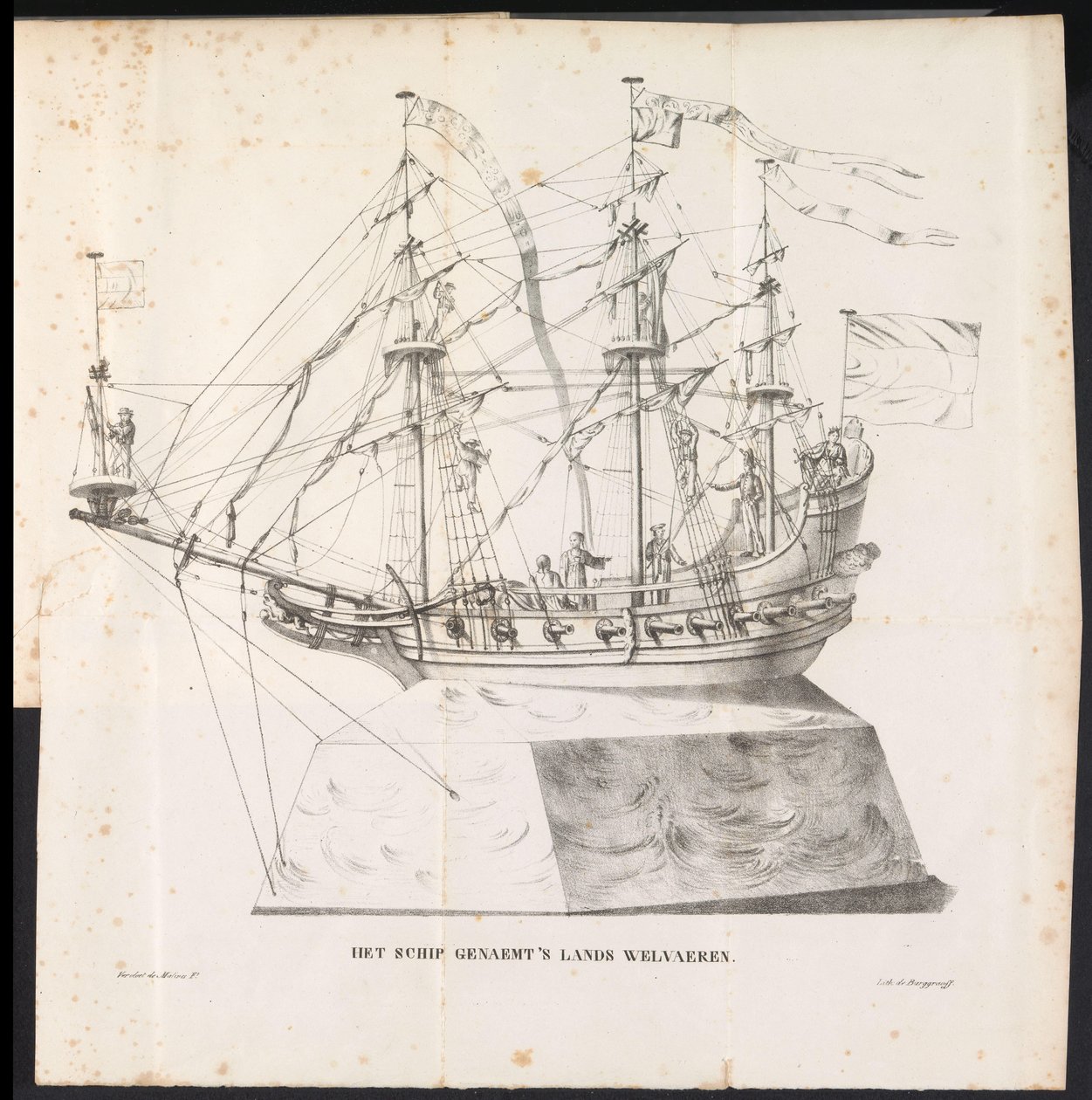 Skib som flyder i processionen til Saint Rombout, 1825 Skibet hedder 
