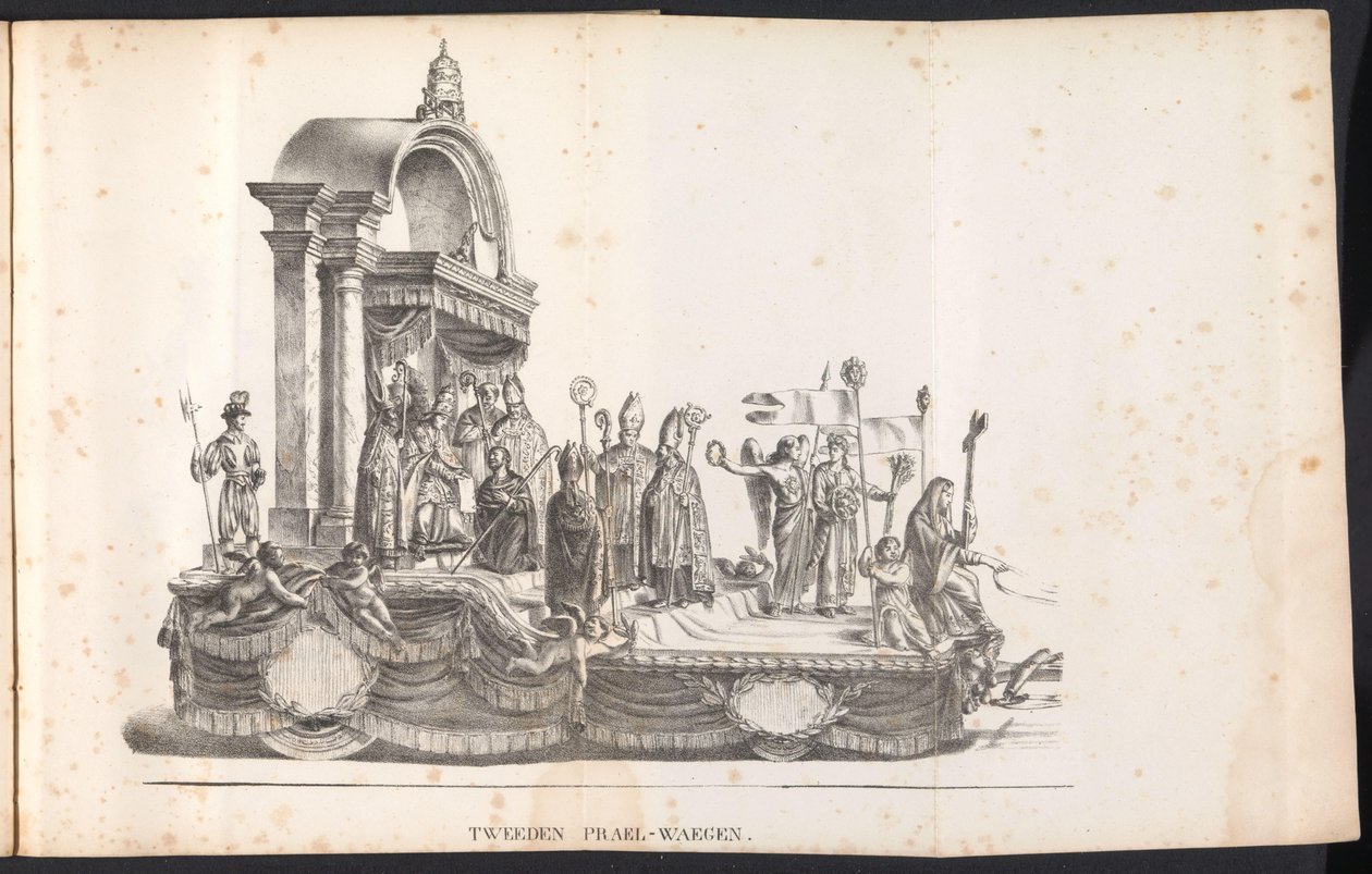 Anden flåd i processionen til Saint Rumbold, 1825 Tweeden Prael-waegen (titel på objekt) af Frans Vervloet