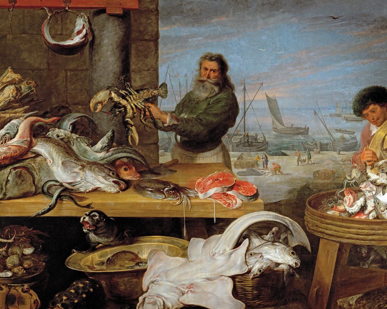 Et fiskemarked (olie på lærred) af Frans & Vos Cornelis de (1585-1651) Snyders