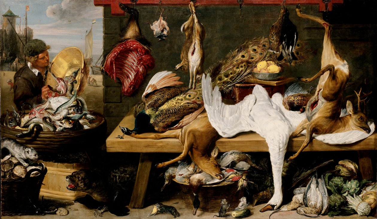 Markedsscene på en kaj, ca. 1635-1640 af Frans and workshop Snyders