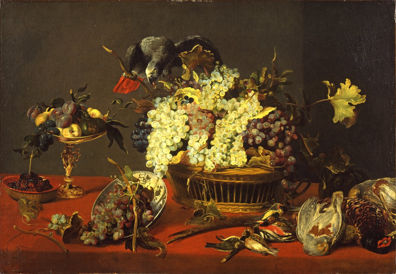 Stilleben med grå papegøje, ca. 1630 af Frans and workshop Snyders
