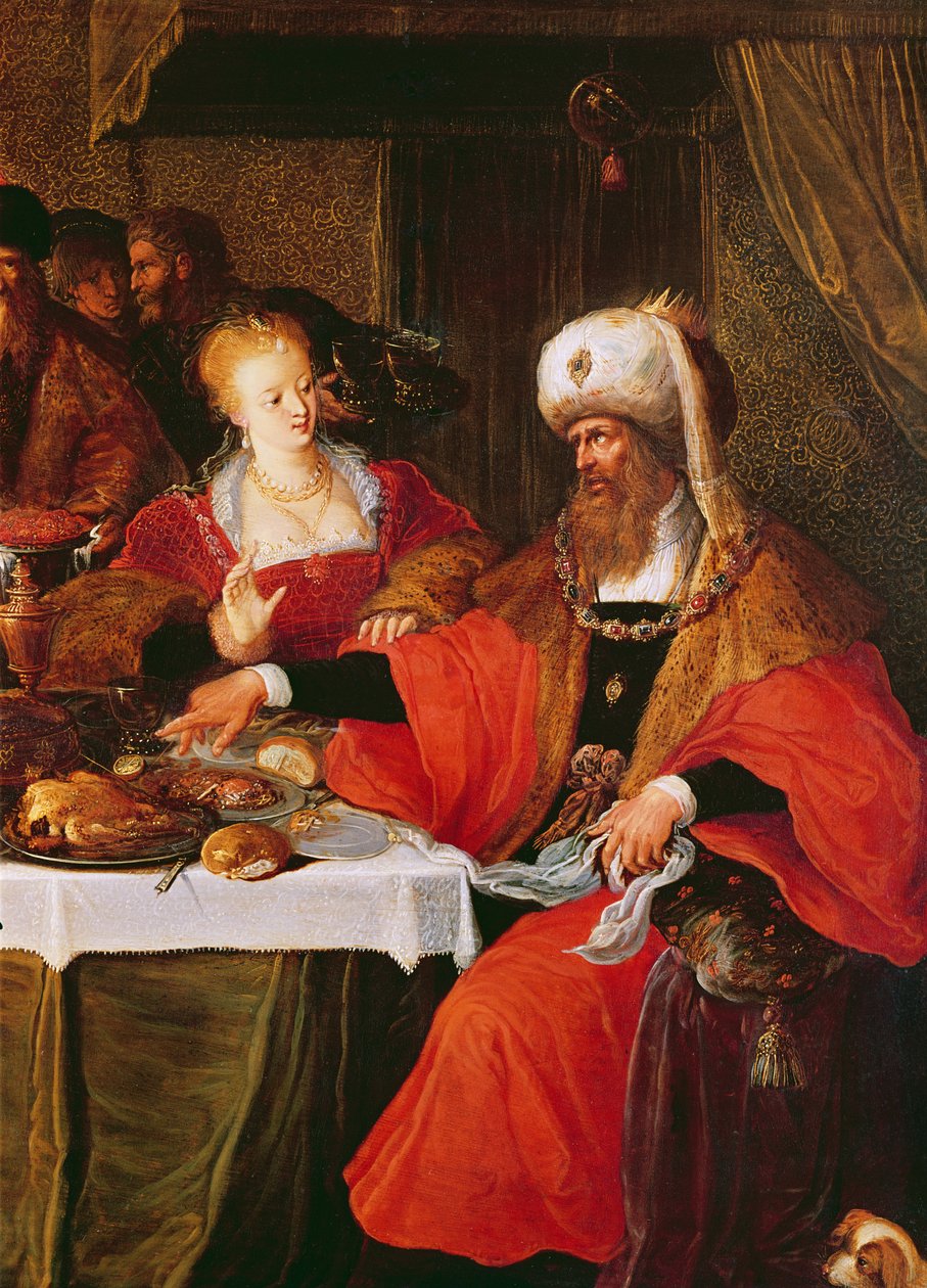 Herodes og Herodias ved Herodes fest (detaljer fra 222483) af Frans the Elder Francken