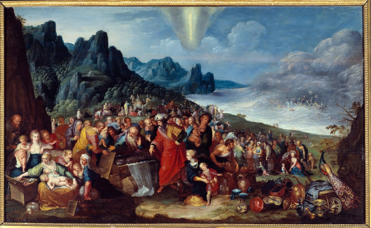 Hebræernes ankomst til det forjættede land efter passagen af Rødehavets maleri af Frans Francken I dit l