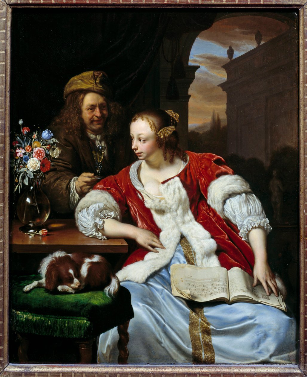 Den afbrudte sang Portrætter af kunstneren og hans kone. Maleri af Franz van Mieris dit le Vieux (1635-1681) af Frans van Mieris
