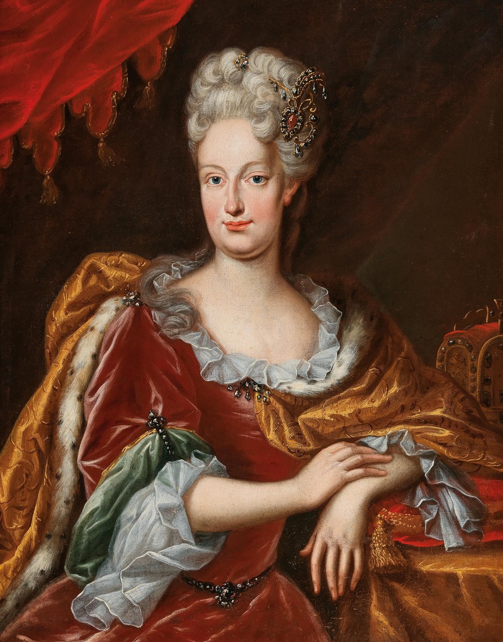 Portræt af Elisabeth Christine af Brunswick-Wolfenbüttel 1691-1750.., 1. halvdel af 18. årh. af Frans van Stampart