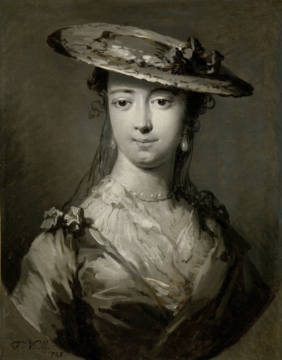 Leder af en ung kvinde Hovedet af en ung kvinde af Frans van der Mijn (signed by artist)